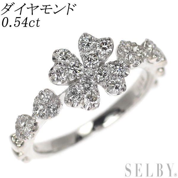 K18WG ダイヤモンド リング 0.54ct クローバー