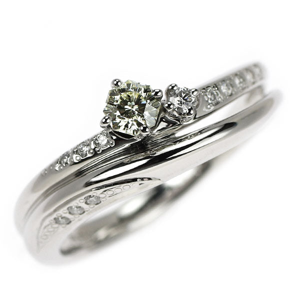 Pt950 さくらカット ダイヤモンド リング 0.210ct D0.10ct