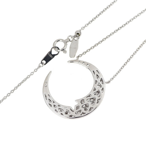 K18WG ダイヤモンド ペンダントネックレス 0.95ct 三日月フェイス パヴェ