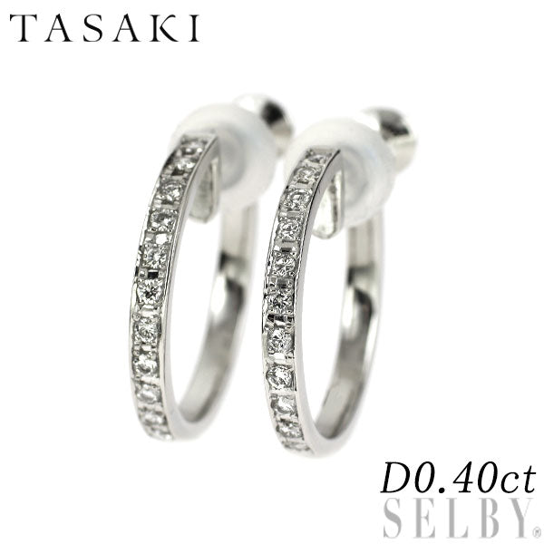 田崎真珠 Pt900 ダイヤモンド イヤリング 0.40ct フープ