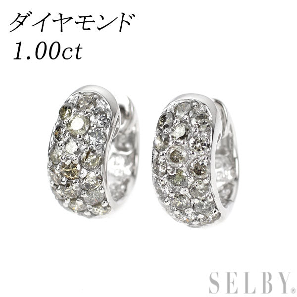 K18WG Diamond Earrings 1.00ct Hoop