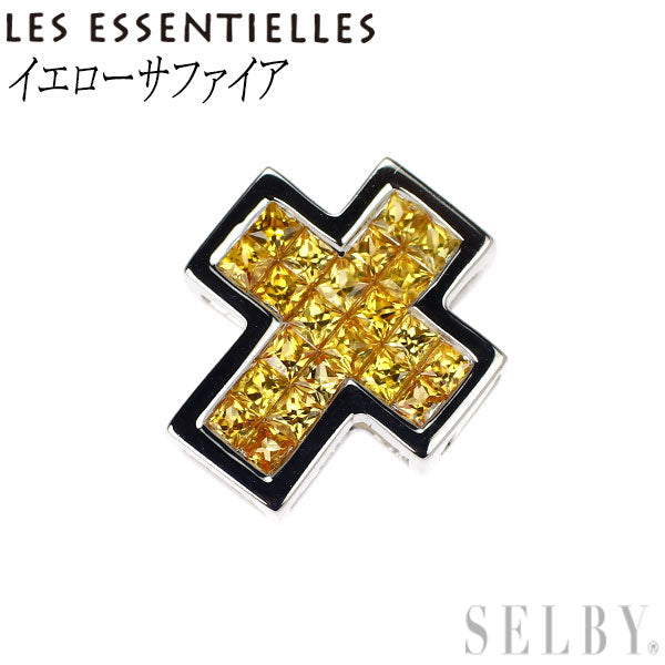 Les Essentials K18WG Yellow Sapphire Pendant Top Mystery Setting Cross