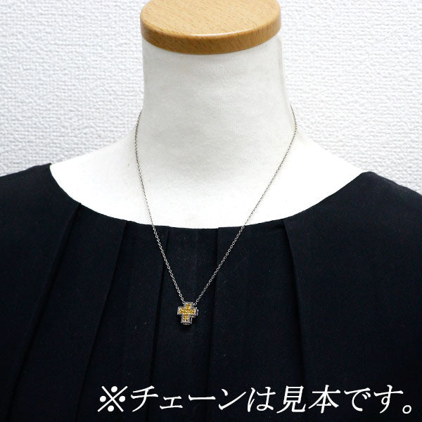 Les Essentials K18WG Yellow Sapphire Pendant Top Mystery Setting Cross