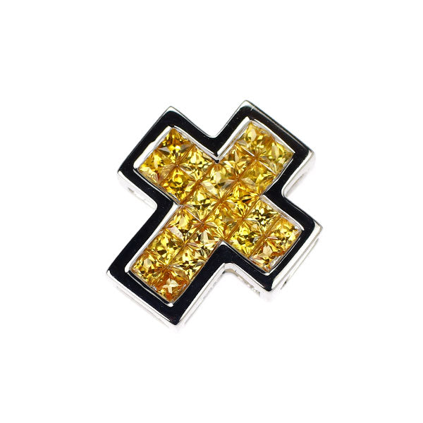 Les Essentials K18WG Yellow Sapphire Pendant Top Mystery Setting Cross