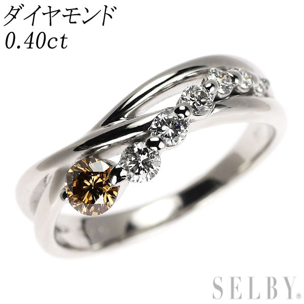 K18WG Brown/colorless diamond ring 0.40ct