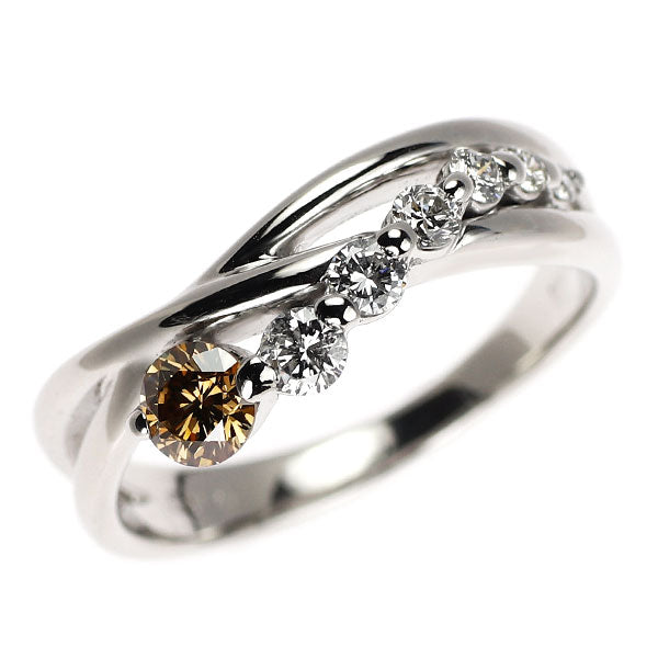 K18WG Brown/colorless diamond ring 0.40ct