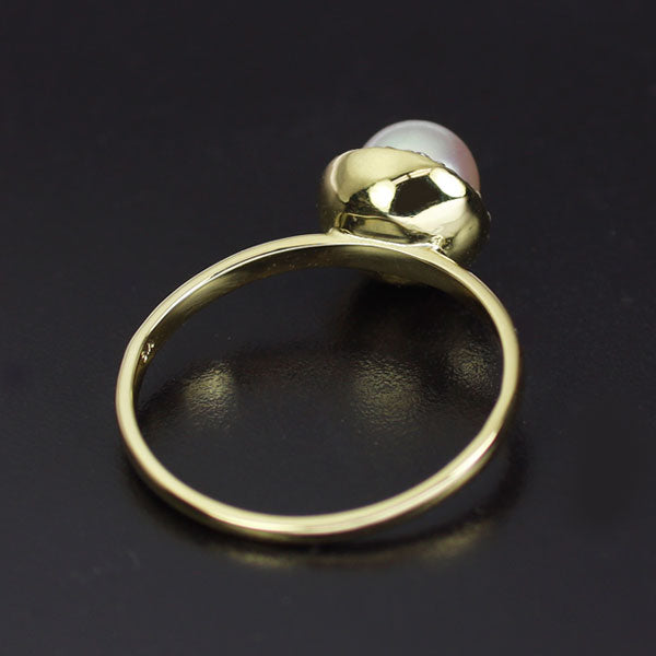 K18YG アコヤ真珠 ダイヤモンド リング 径約5.1mm D0.08ct
