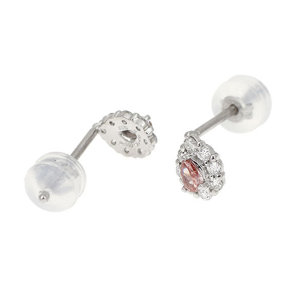 希少 Pt950/ Pt900 ペアシェイプカット 天然ピンク ダイヤモンド ピアス 0.160ct FDP VS1-2 D0.10ct