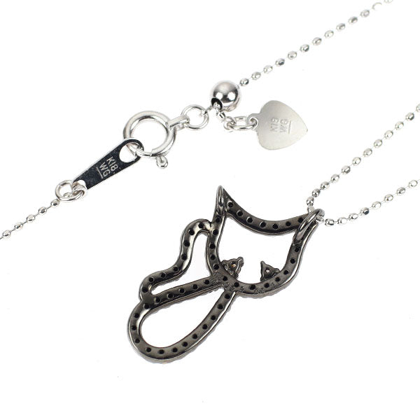 ブラックメッキ/K18WG ブラックダイヤモンド ペンダントネックレス BD0.28ct D0.02ct 猫