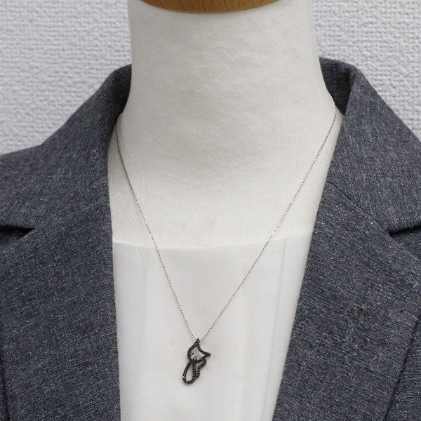 ブラックメッキ/K18WG ブラックダイヤモンド ペンダントネックレス BD0.28ct D0.02ct 猫