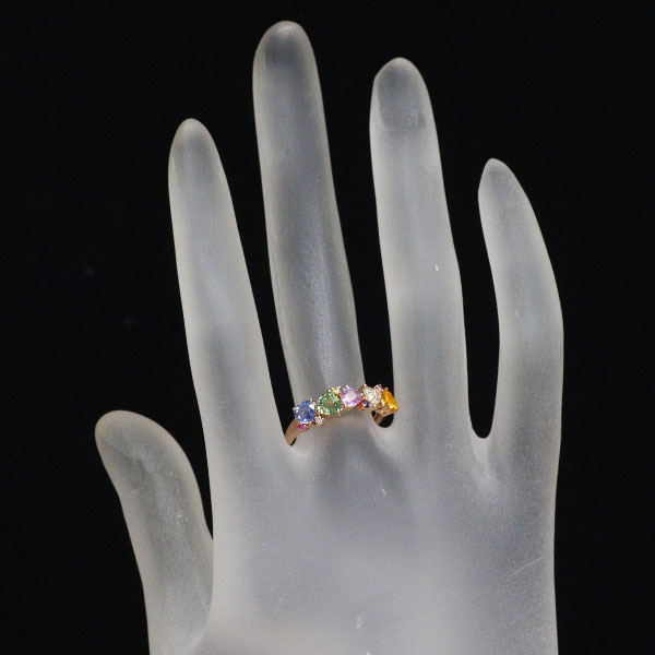 K18PG ファンシーカラー サファイア ダイヤモンド リング 1.33ct D0.06ct