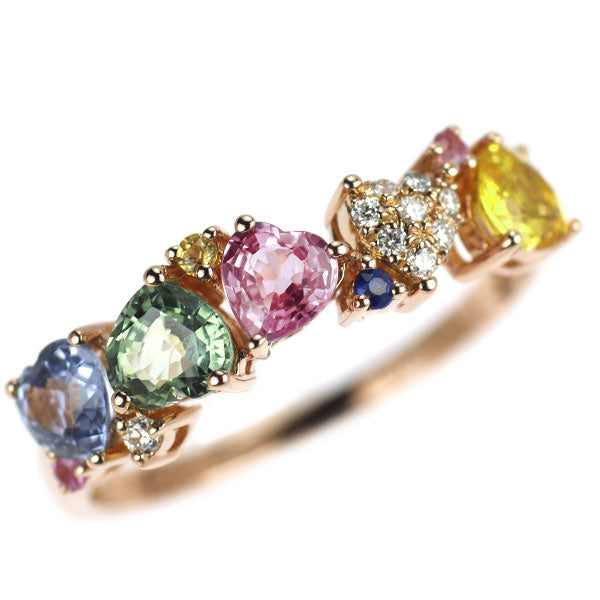 K18PG ファンシーカラー サファイア ダイヤモンド リング 1.33ct D0.06ct