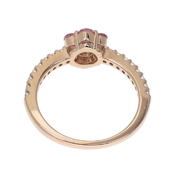 K18PG ピンクサファイア ダイヤモンド リング 0.37ct D0.20ct フラワー