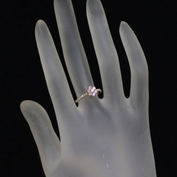 K18PG ピンクサファイア ダイヤモンド リング 0.37ct D0.20ct フラワー