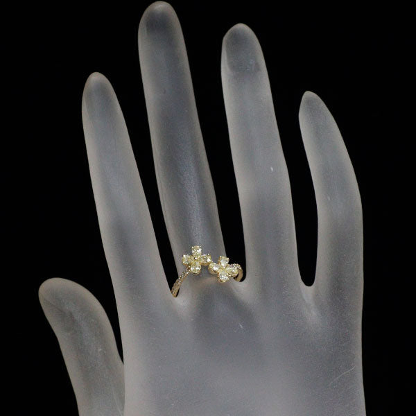 K18YG ペアシェイプ ダイヤモンド リング 0.646ct D0.12ct フラワー