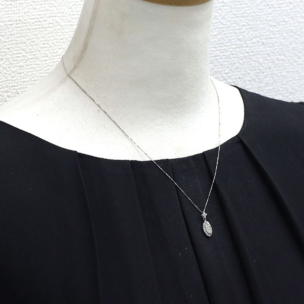 Pt900/ Pt850 マーキス ダイヤモンド ペンダントネックレス 0.47ct D0.21ct
