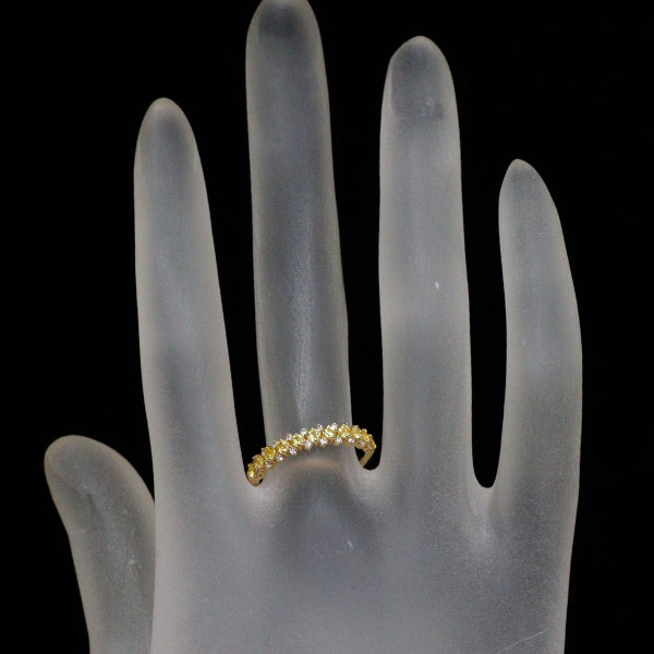 K18YG Yellow Sapphire Diamond Ring 0.45ct D0.16ct Half Eternity