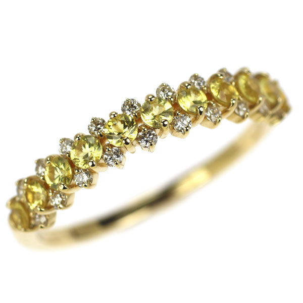K18YG Yellow Sapphire Diamond Ring 0.45ct D0.16ct Half Eternity