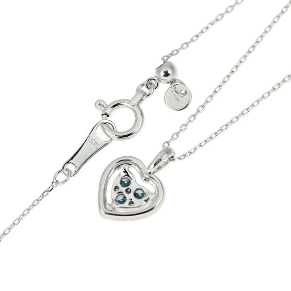 K18WG カラーレス/トリートブルー ダイヤモンド ペンダントネックレス 0.15ct ハート