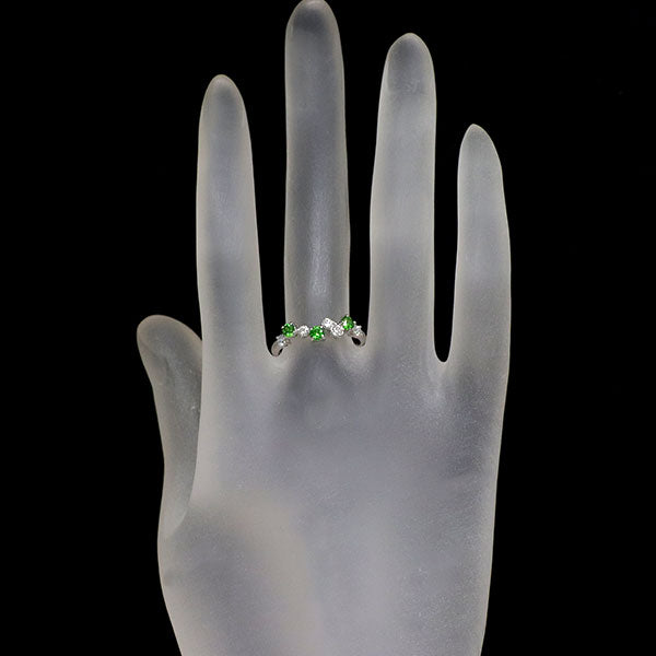 Pt900 Green Demantoid Garnet Diamond Ring 0.36ct D0.23ct Rare