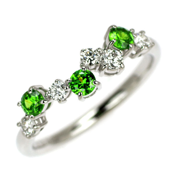 Pt900 Green Demantoid Garnet Diamond Ring 0.36ct D0.23ct Rare