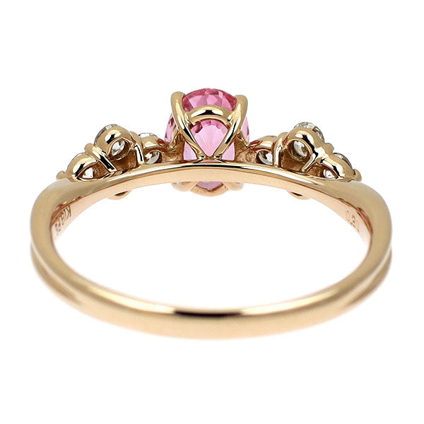 K18PG Pink Sapphire Diamond Ring 0.796ct D0.30ct