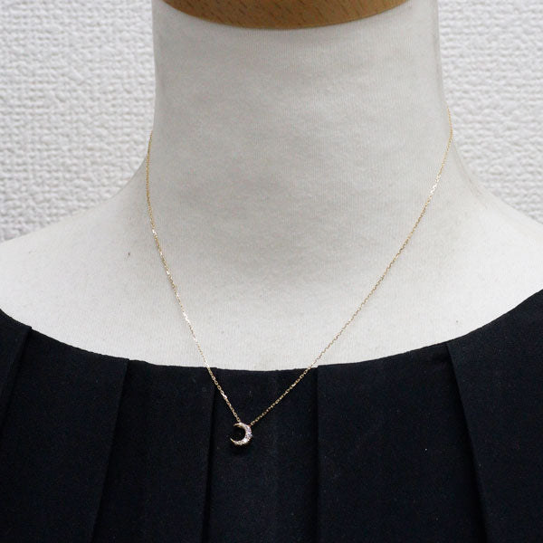 セイレーンアズーロ K18YG/WG ダイヤモンド ペンダントネックレス 0.07ct 月