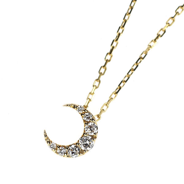 セイレーンアズーロ K18YG/WG ダイヤモンド ペンダントネックレス 0.07ct 月