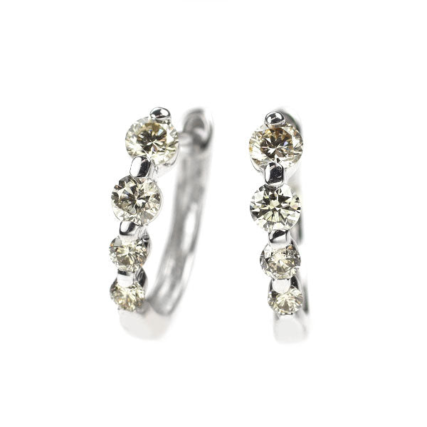 K14WG ダイヤモンド ピアス 0.50ct フープ