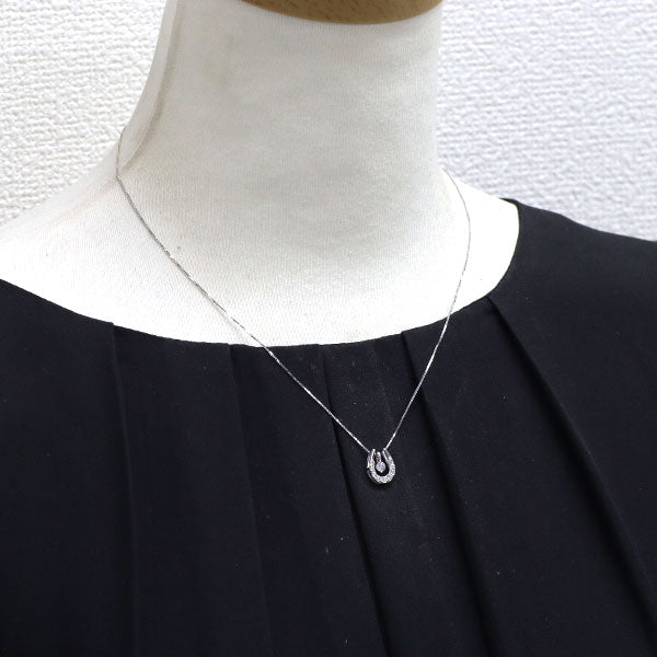 K18WG Diamond pendant necklace 0.10ct D0.20ct 3way Separate horseshoe