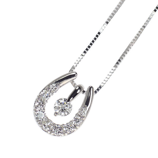 K18WG Diamond pendant necklace 0.10ct D0.20ct 3way Separate horseshoe
