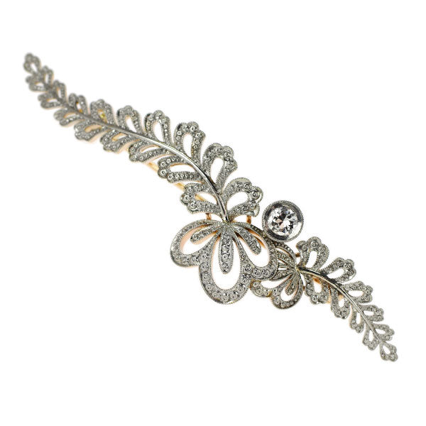 Pt999/ K18/PGYG Old cut diamond brooch Handmade engraving Engraved vintage product [History collection]