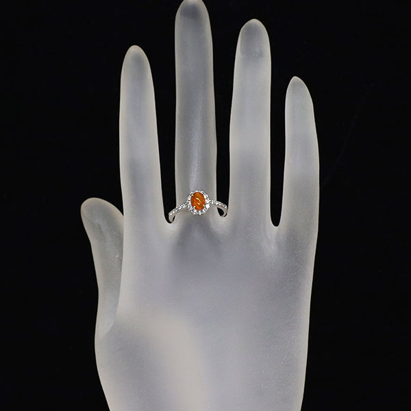 Pt900 着色オパール ダイヤモンド リング 0.39ct D0.31ct
