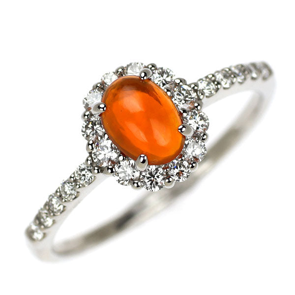 Pt900 着色オパール ダイヤモンド リング 0.39ct D0.31ct