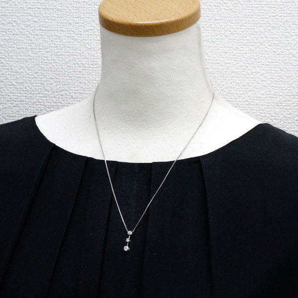 Monikkendam Pt900/ Pt850 Diamond Pendant Necklace 0.49ct Three Stones