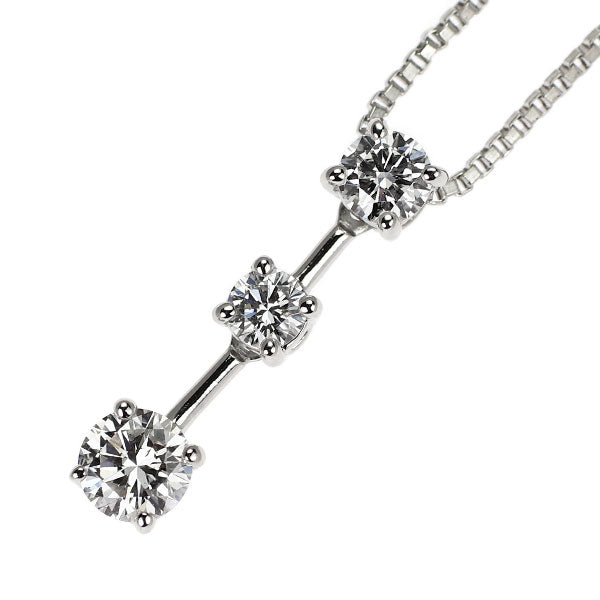 Monikkendam Pt900/ Pt850 Diamond Pendant Necklace 0.49ct Three Stones
