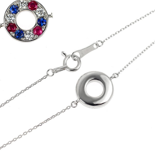 Pt900/ Pt850 ルビー サファイア ダイヤモンド ブレスレット 0.11ct S0.11ct D0.13ct