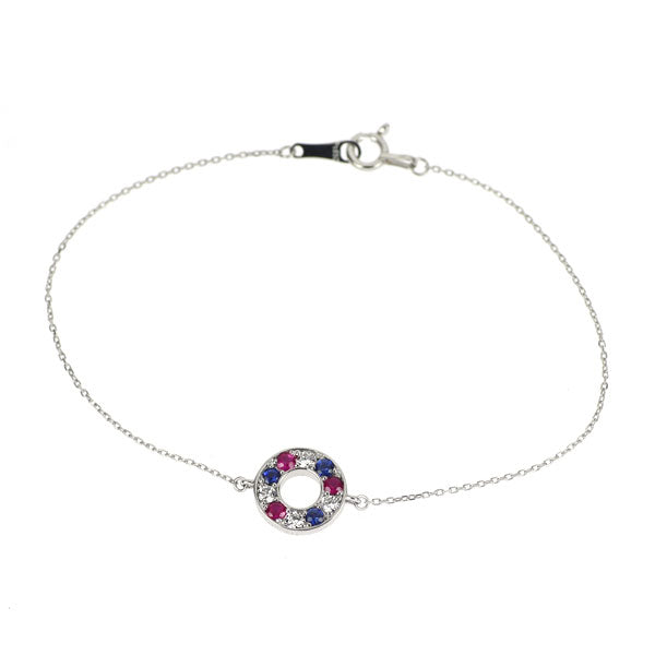 Pt900/ Pt850 ルビー サファイア ダイヤモンド ブレスレット 0.11ct S0.11ct D0.13ct