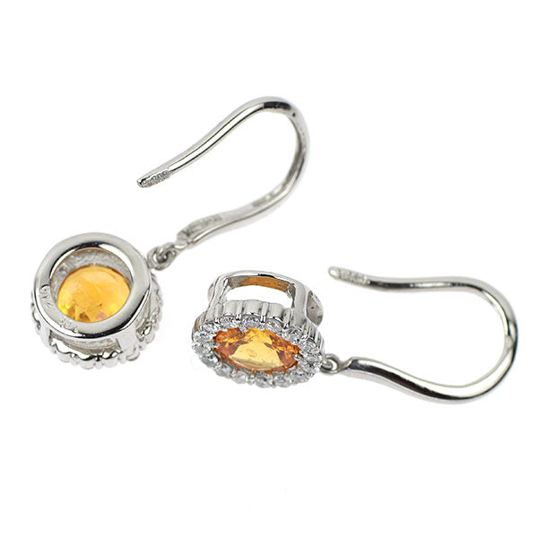 Pt900 スペサルティン ガーネット ダイヤモンド ピアス 1.43ct D0.24ct