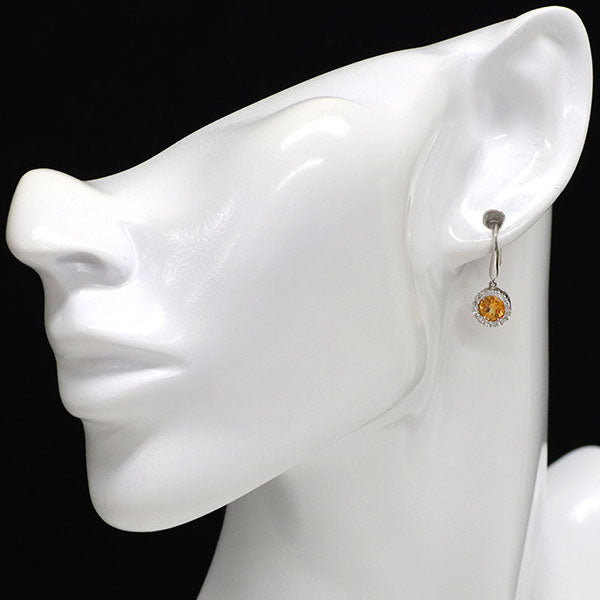 Pt900 スペサルティン ガーネット ダイヤモンド ピアス 1.43ct D0.24ct