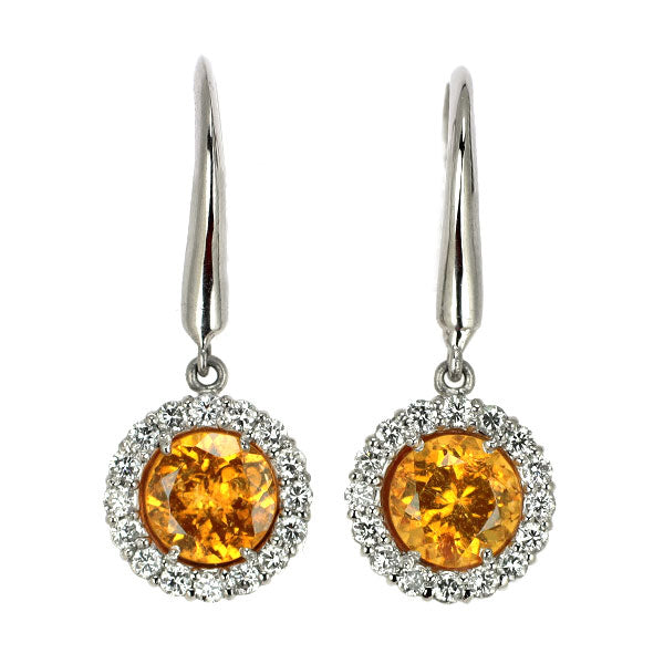 Pt900 スペサルティン ガーネット ダイヤモンド ピアス 1.43ct D0.24ct