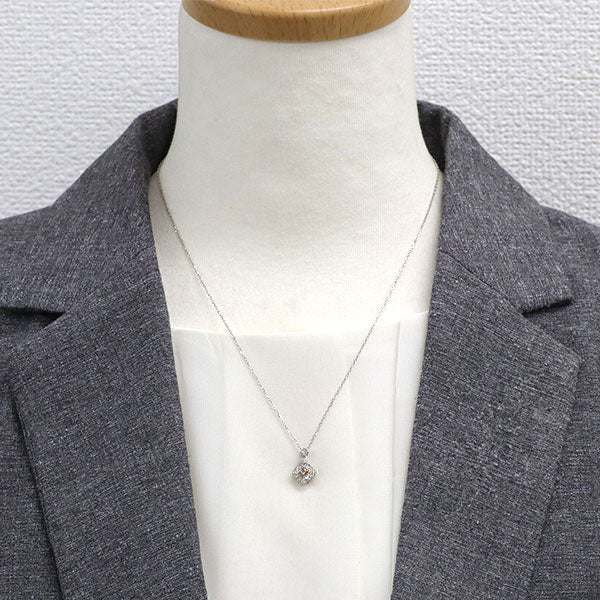 Pt850/Pt950 天然ピンク/カラーレス ダイヤモンド ペンダントネックレス 0.073ct D0.17ct