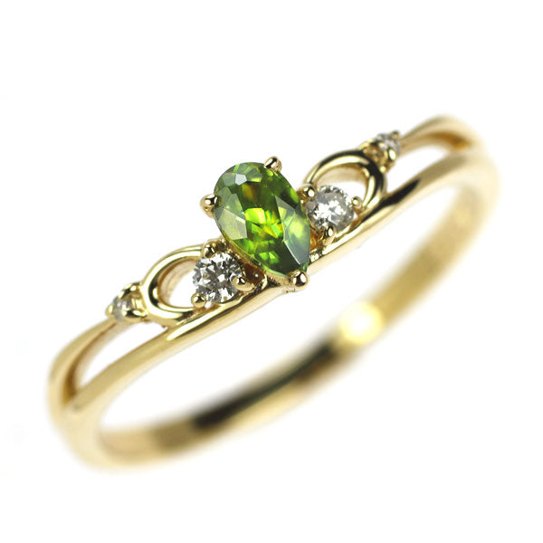 K18YG スフェーン ダイヤモンド リング 0.21ct D0.05ct