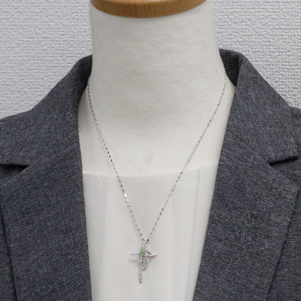 希少 K18WG デマントイドガーネット ダイヤモンド ペンダントネックレス 0.238ct D0.28ct