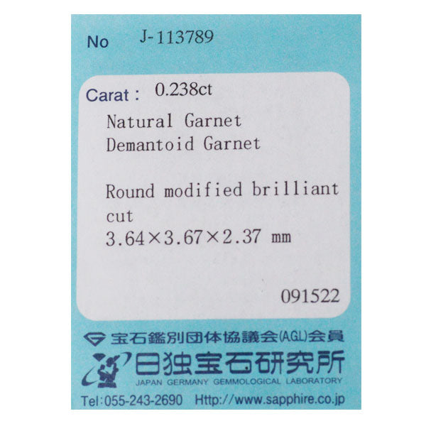 希少 K18WG デマントイドガーネット ダイヤモンド ペンダントネックレス 0.238ct D0.28ct