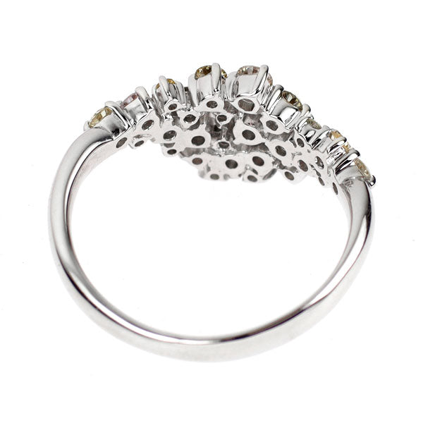 K18WG 天然ピンク/イエロー/ブラウン/カラーレス ダイヤモンド リング 0.80ct