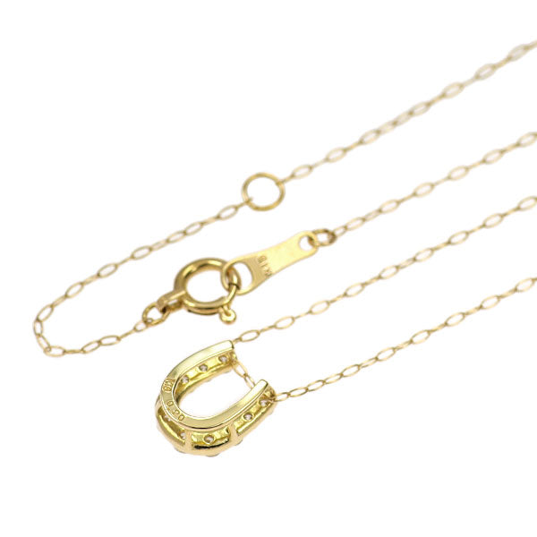 K18YG Diamond Pendant Necklace 0.20ct Horseshoe Horseshoe