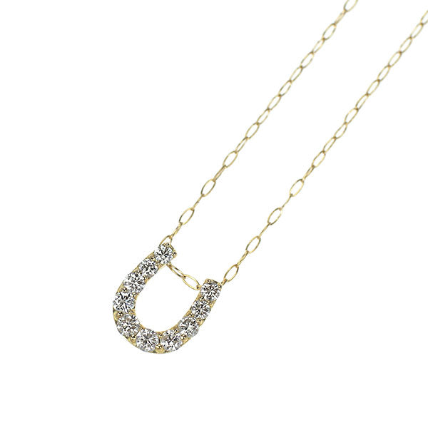 K18YG Diamond Pendant Necklace 0.20ct Horseshoe Horseshoe