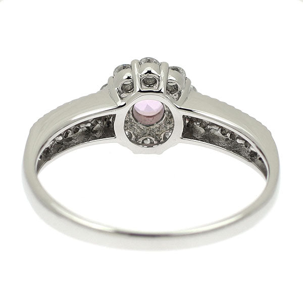 Pt950 Padparadscha Sapphire Diamond Ring 0.18ct D0.28ct