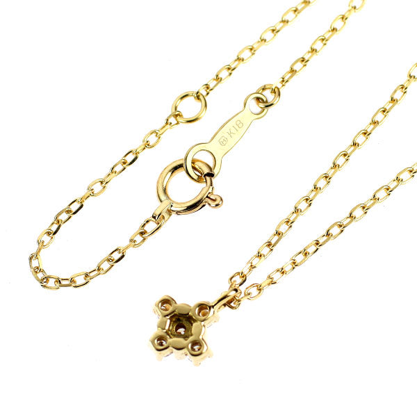 ミキモト K18YG ダイヤモンド ペンダントネックレス 0.11ct フラワー